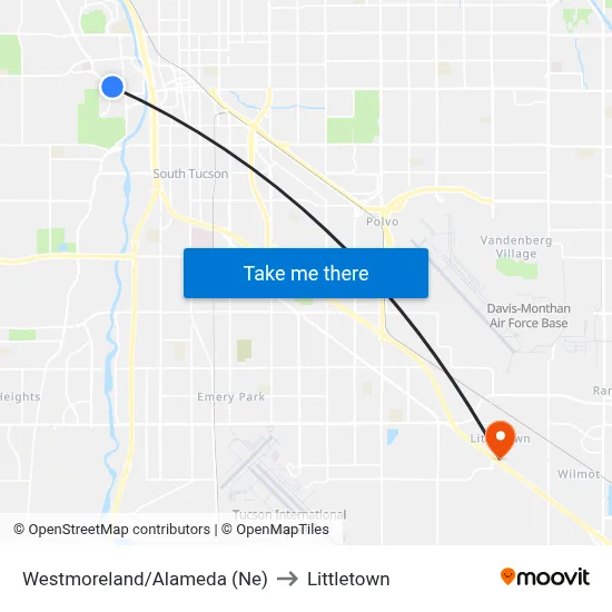 Westmoreland/Alameda (Ne) to Littletown map
