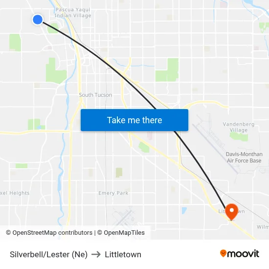 Silverbell/Lester (Ne) to Littletown map