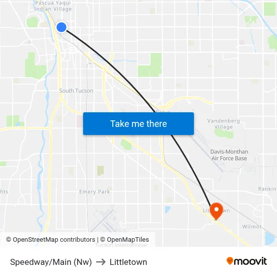 Speedway/Main (Nw) to Littletown map