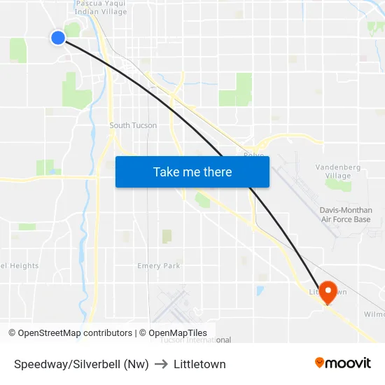 Speedway/Silverbell (Nw) to Littletown map