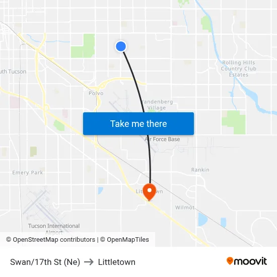 Swan/17th St (Ne) to Littletown map