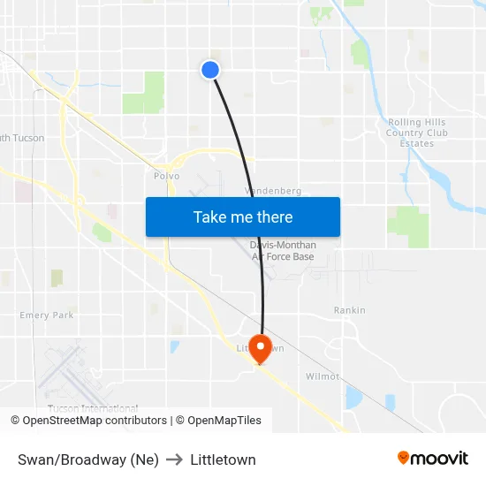 Swan/Broadway (Ne) to Littletown map