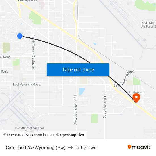 Campbell Av/Wyoming (Sw) to Littletown map