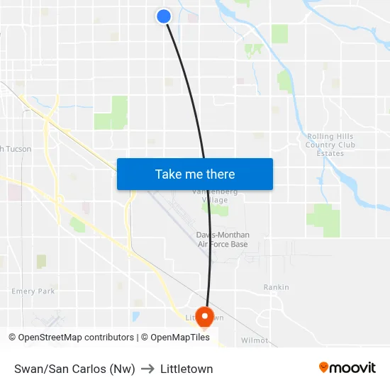 Swan/San Carlos (Nw) to Littletown map
