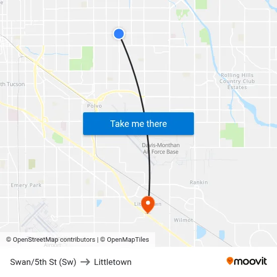 Swan/5th St (Sw) to Littletown map