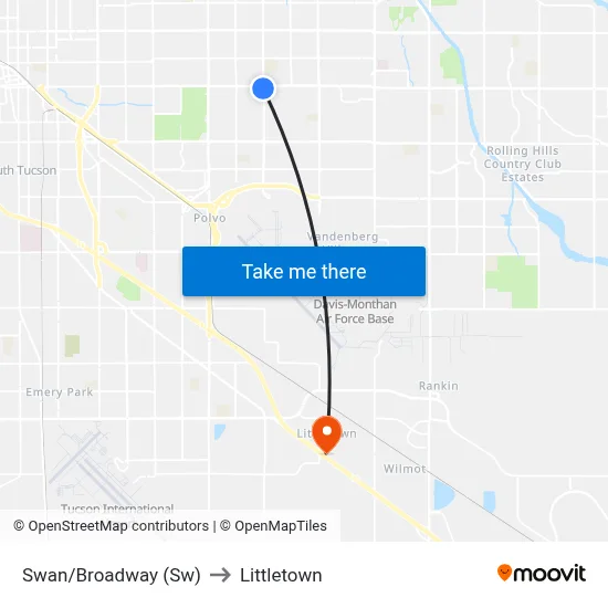 Swan/Broadway (Sw) to Littletown map