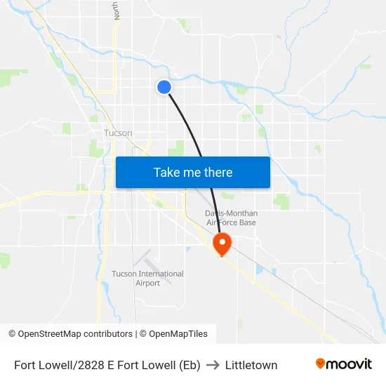 Fort Lowell/2828 E Fort Lowell (Eb) to Littletown map