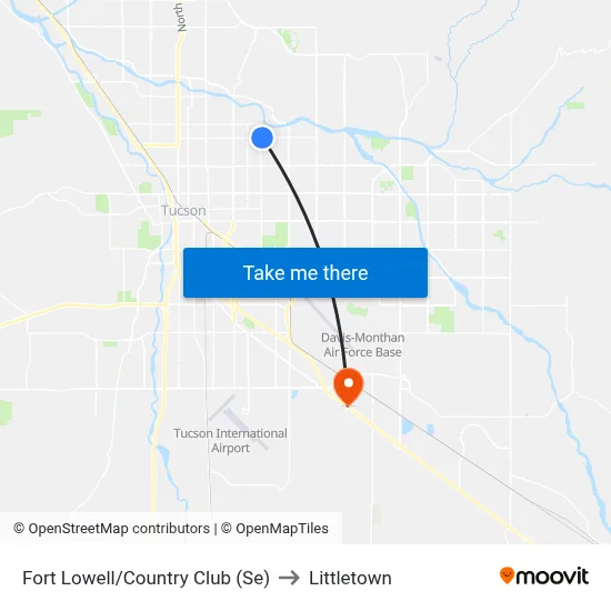 Fort Lowell/Country Club (Se) to Littletown map