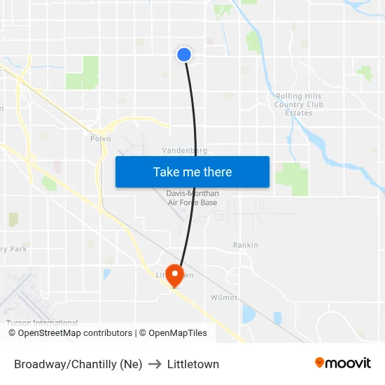 Broadway/Chantilly (Ne) to Littletown map