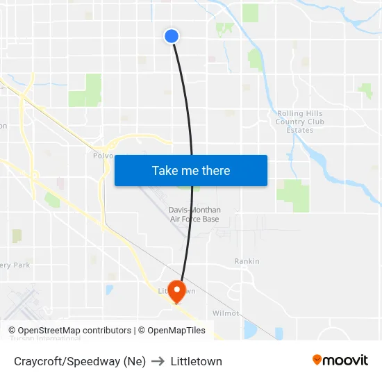 Craycroft/Speedway (Ne) to Littletown map