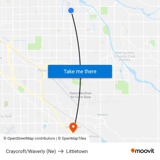 Craycroft/Waverly (Ne) to Littletown map