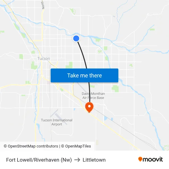 Fort Lowell/Riverhaven (Nw) to Littletown map