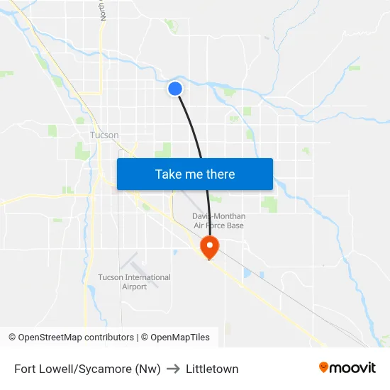 Fort Lowell/Sycamore (Nw) to Littletown map