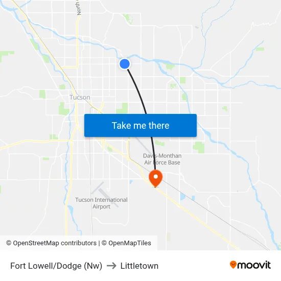 Fort Lowell/Dodge (Nw) to Littletown map