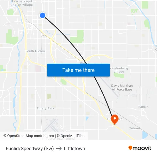 Euclid/Speedway (Sw) to Littletown map