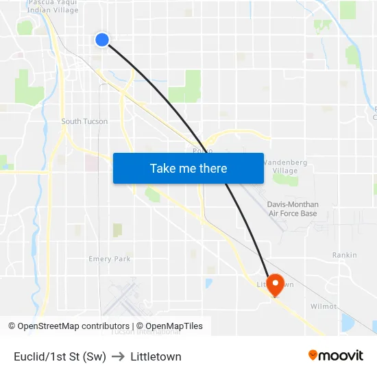 Euclid/1st St  (Sw) to Littletown map
