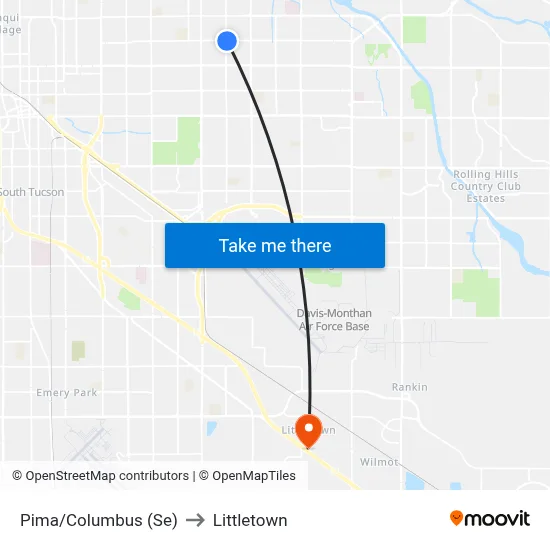 Pima/Columbus (Se) to Littletown map