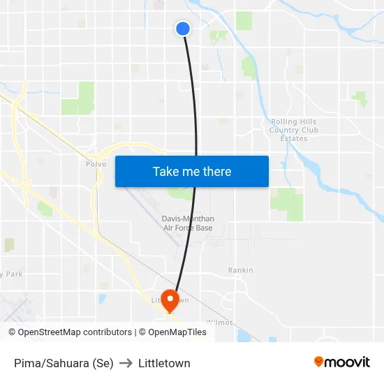 Pima/Sahuara (Se) to Littletown map
