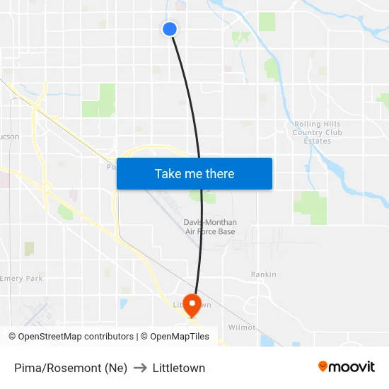 Pima/Rosemont (Ne) to Littletown map