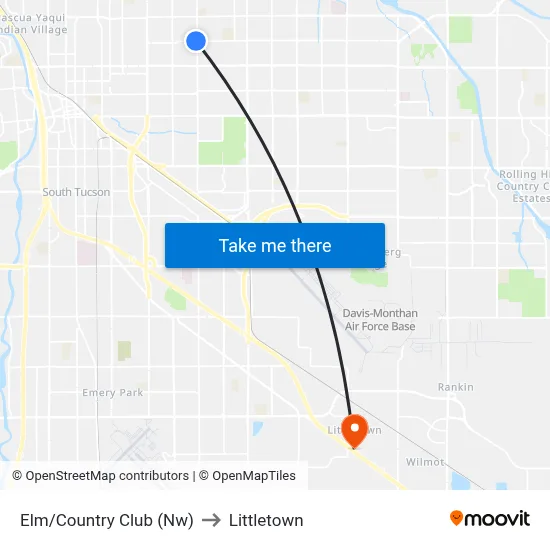 Elm/Country Club (Nw) to Littletown map