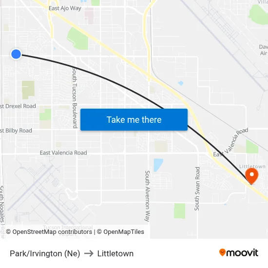 Park/Irvington (Ne) to Littletown map