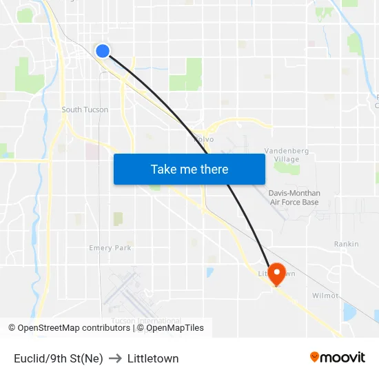 Euclid/9th St(Ne) to Littletown map