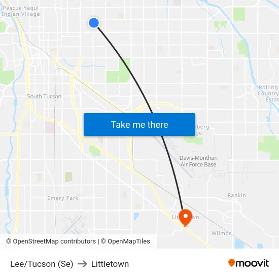 Lee/Tucson (Se) to Littletown map