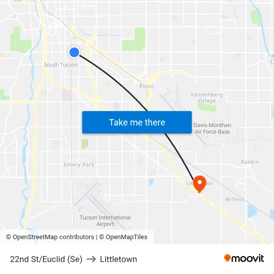 22nd St/Euclid (Se) to Littletown map