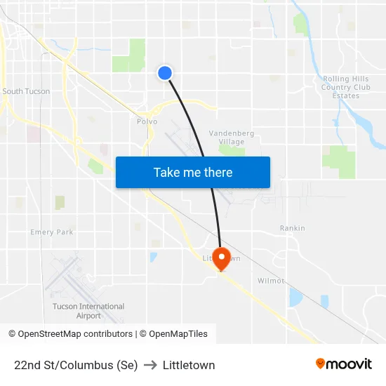 22nd St/Columbus (Se) to Littletown map
