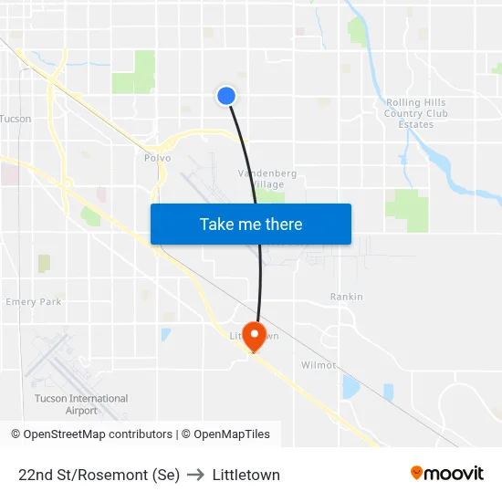 22nd St/Rosemont (Se) to Littletown map