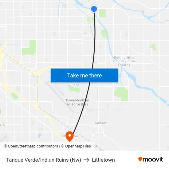 Tanque Verde/Indian Ruins (Nw) to Littletown map