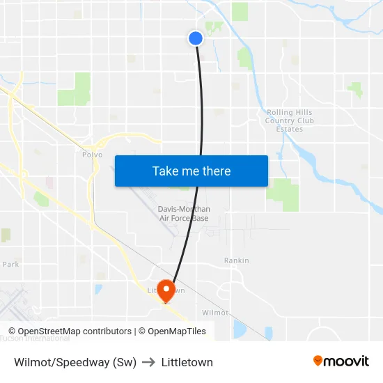 Wilmot/Speedway (Sw) to Littletown map