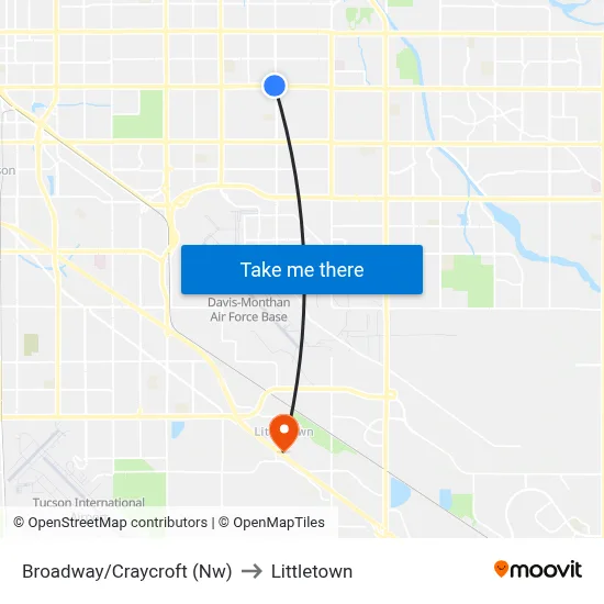 Broadway/Craycroft (Nw) to Littletown map