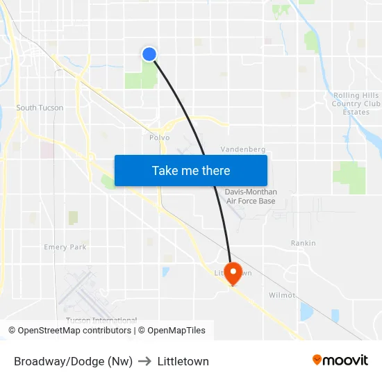 Broadway/Dodge (Nw) to Littletown map