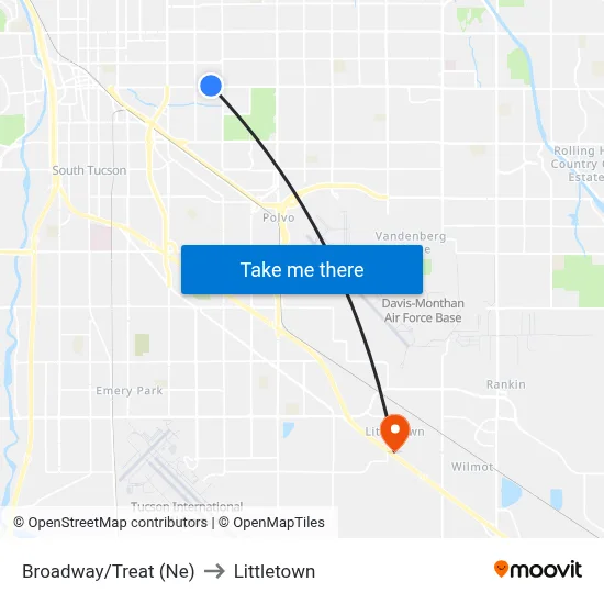 Broadway/Treat (Ne) to Littletown map