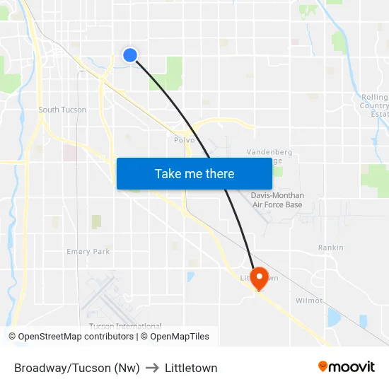 Broadway/Tucson (Nw) to Littletown map