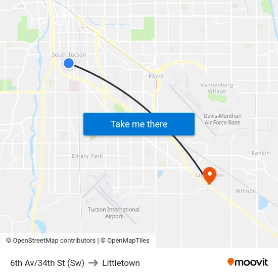 6th Av/34th St (Sw) to Littletown map