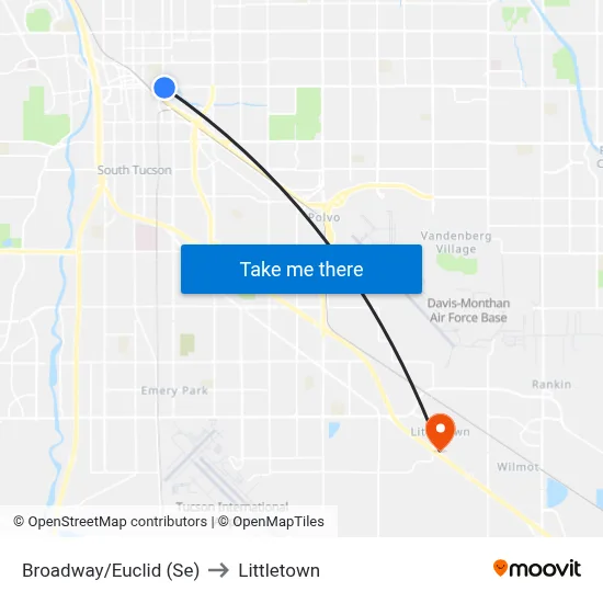 Broadway/Euclid (Se) to Littletown map