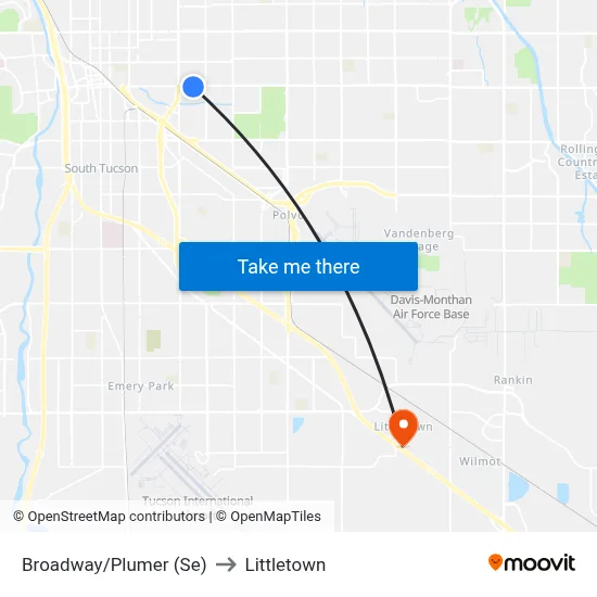Broadway/Plumer (Se) to Littletown map