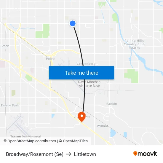Broadway/Rosemont (Se) to Littletown map