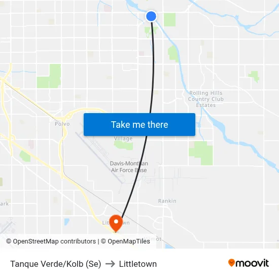 Tanque Verde/Kolb (Se) to Littletown map