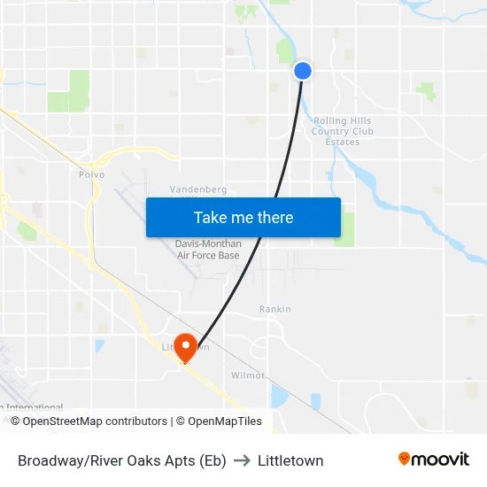 Broadway/River Oaks Apts (Eb) to Littletown map