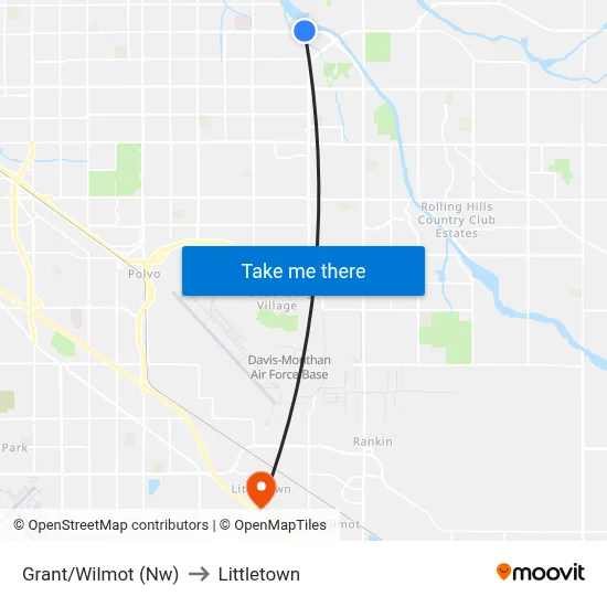 Grant/Wilmot (Nw) to Littletown map