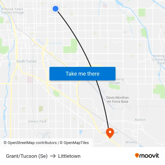 Grant/Tucson (Se) to Littletown map
