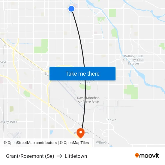 Grant/Rosemont (Se) to Littletown map