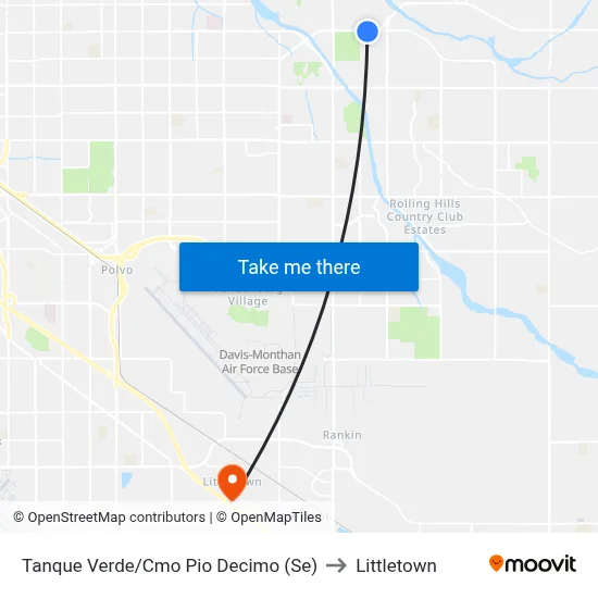 Tanque Verde/Cmo Pio Decimo (Se) to Littletown map
