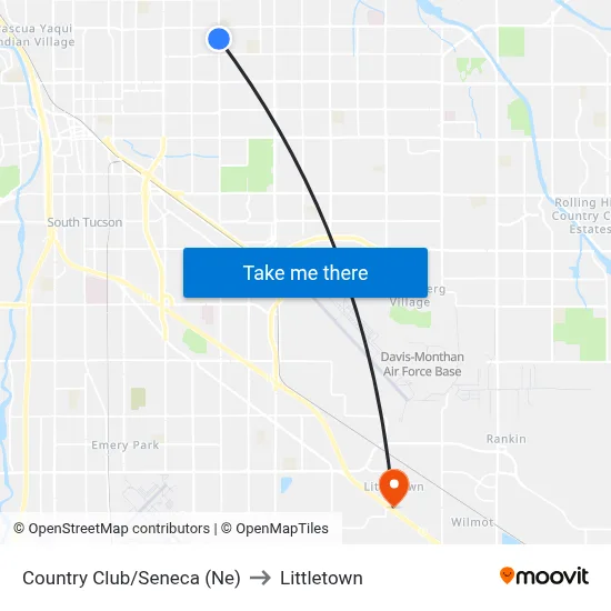 Country Club/Seneca (Ne) to Littletown map