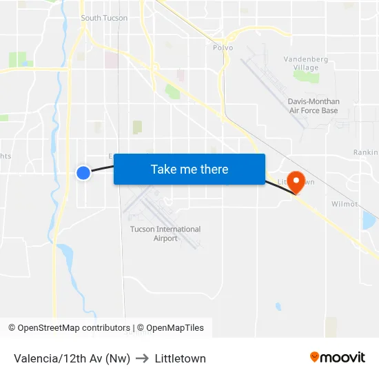Valencia/12th Av (Nw) to Littletown map