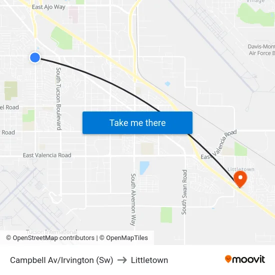 Campbell Av/Irvington (Sw) to Littletown map