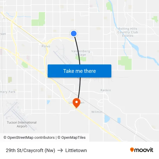 29th St/Craycroft (Nw) to Littletown map